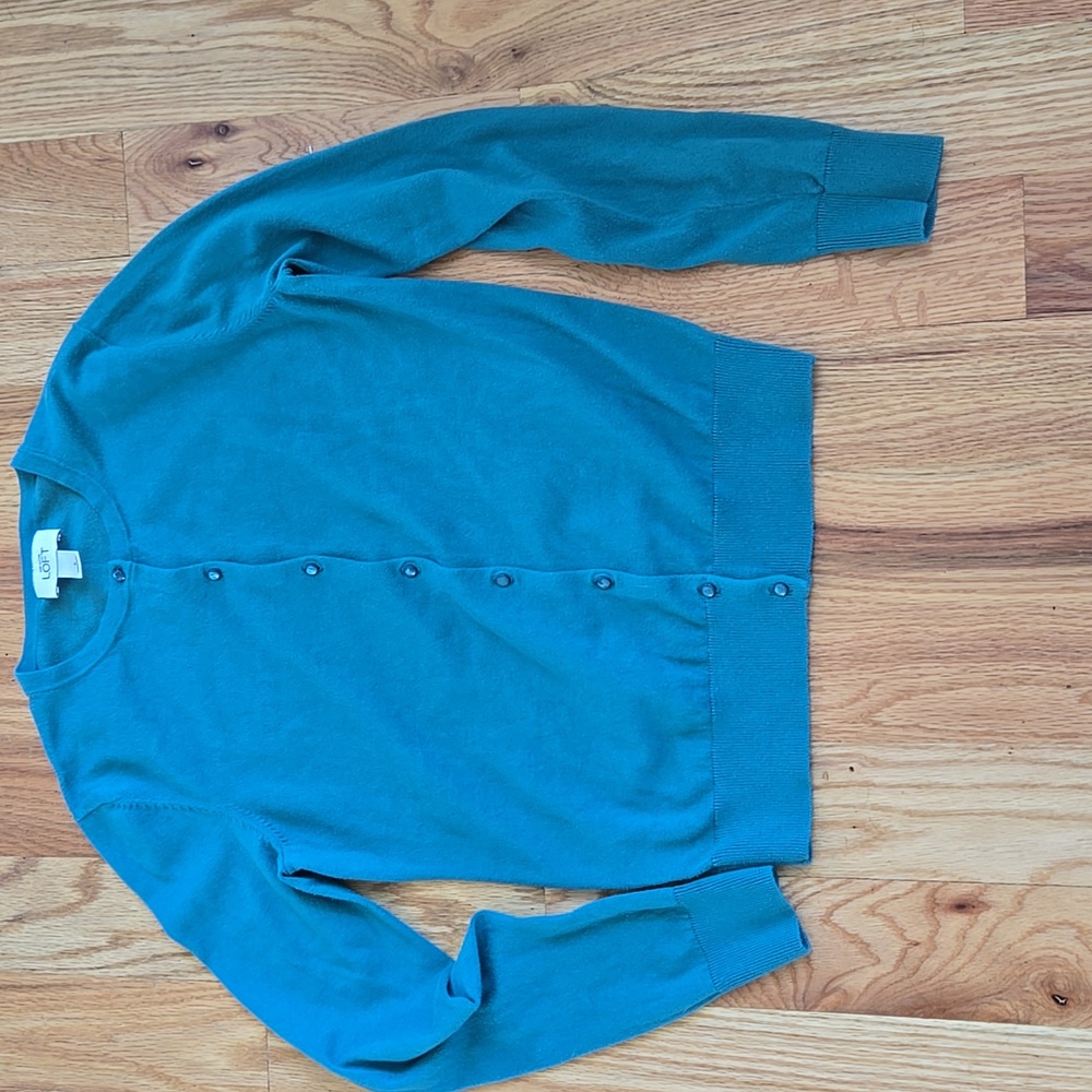Ann Taylor Teal Supima Cotton Cardigan Size Small